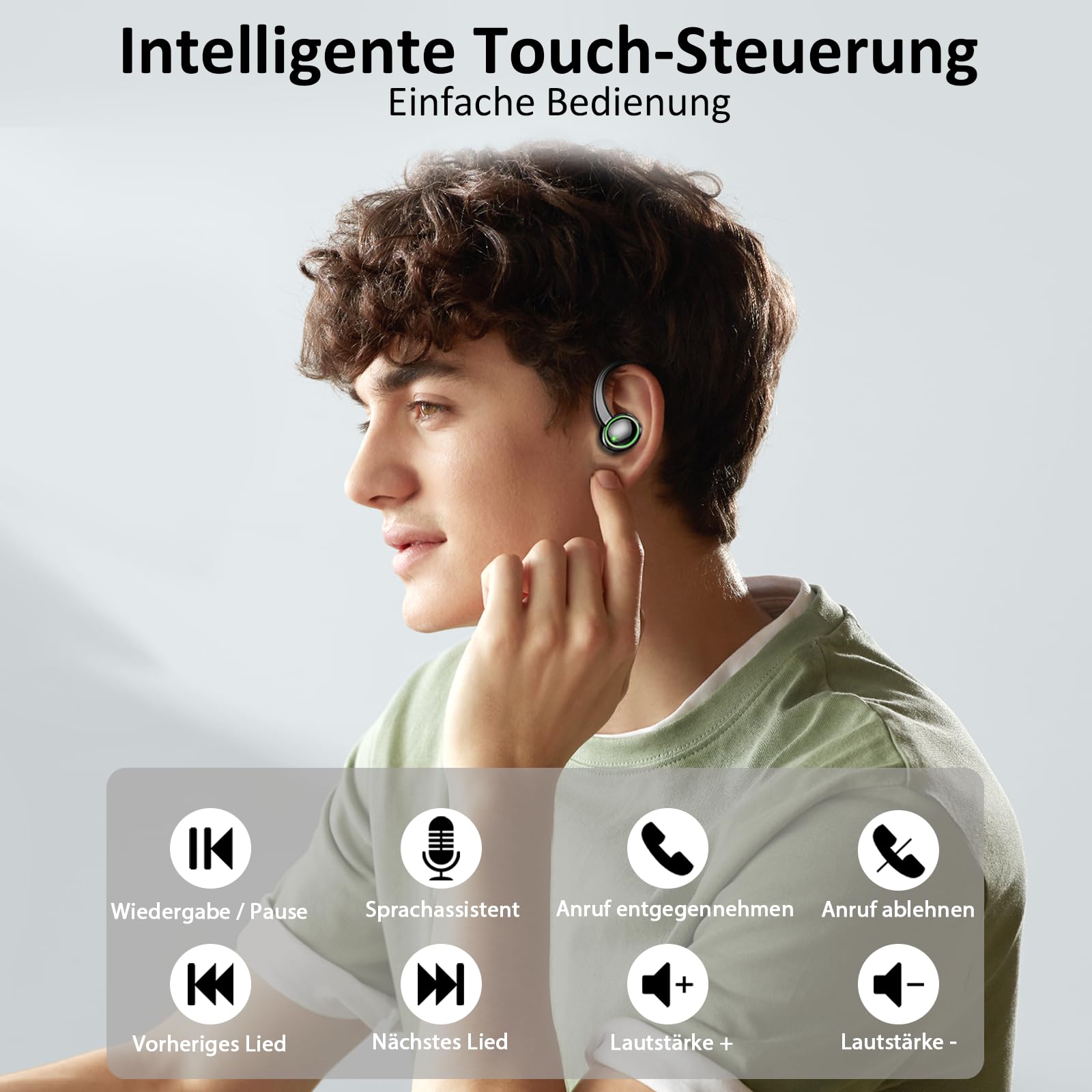 2026 Bluetooth Kopfhörer, Kopfhörer Kabellos Bluetooth 5.4 Sport tiefer Bass, 56 std Spielzeit In Ear Kopfhörer mit 4 ENC Noise Cancelling Mic, IP7 Wasserdicht Ohrhörer LED-Anzeige für Studium/Arbeit