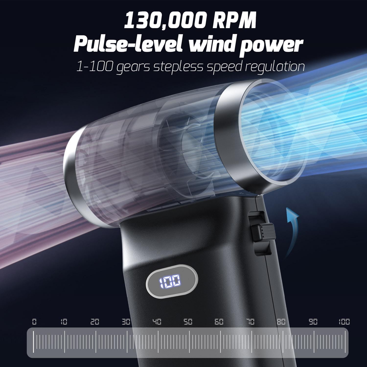 Aire Comprimido Limpieza PC, Soplador de Aire para PC, Soplador Aire Comprimido con Batería, Kit de Limpieza para Portátiles, Teclados, Coches (Upgrade-130.000RPM,8000mAH)