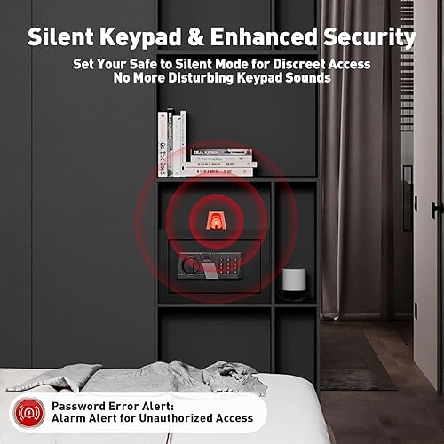 Miniatura 5 de TOTOY Caja de seguridad personal pequeña de 0.5 pies cúbicos con sensor de luz, teclado electrónico de seguridad, construcción de acero oculta con