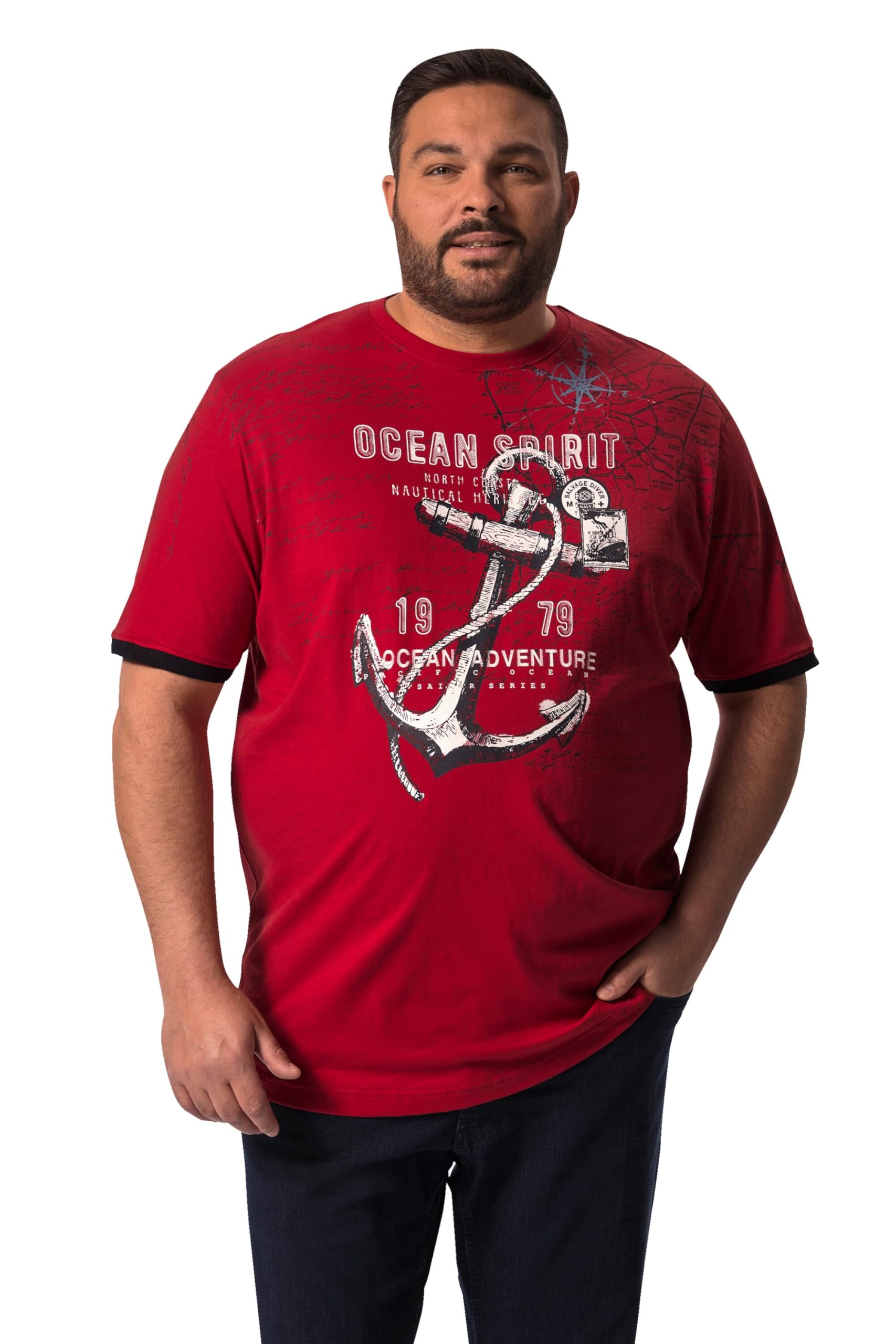 Men Plus Herren große Größen Übergrößen Menswear L-8XL T-Shirt, Halbarm, großer Print, Rundhals 832106