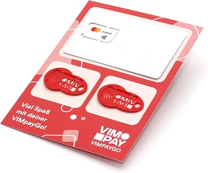Go - the smallest MasterCard in the world: NFC microcard for contactless payment, with or without shopping trolley remover as a key ring in your choice of colour, red, 2.5 x 1.5 cm, Modern