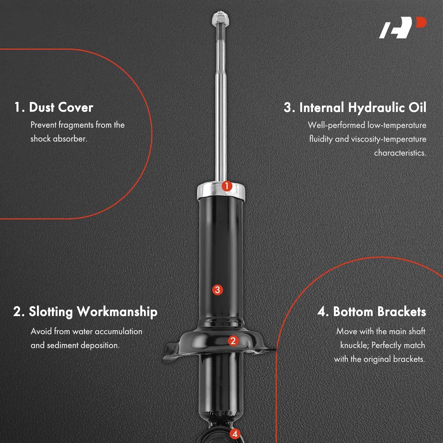 A-Premium Rear Shock Absorber Compatible with Honda CR-V 2002 2003 2004 2005 2006 Driver and Passenger Side