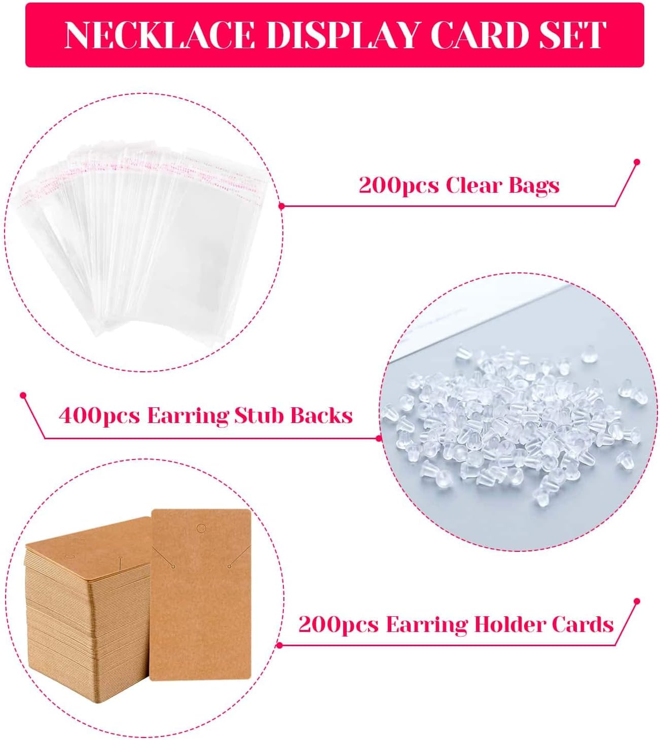 Earring Cards for Display, Shynek 200 Pcs Earring Holder Cards Earring Packaging Jewelry Display Cards with 400 Earring Backs and 200 Self- Sealing Bags for Display Hanging Earrings (Pack of 800)