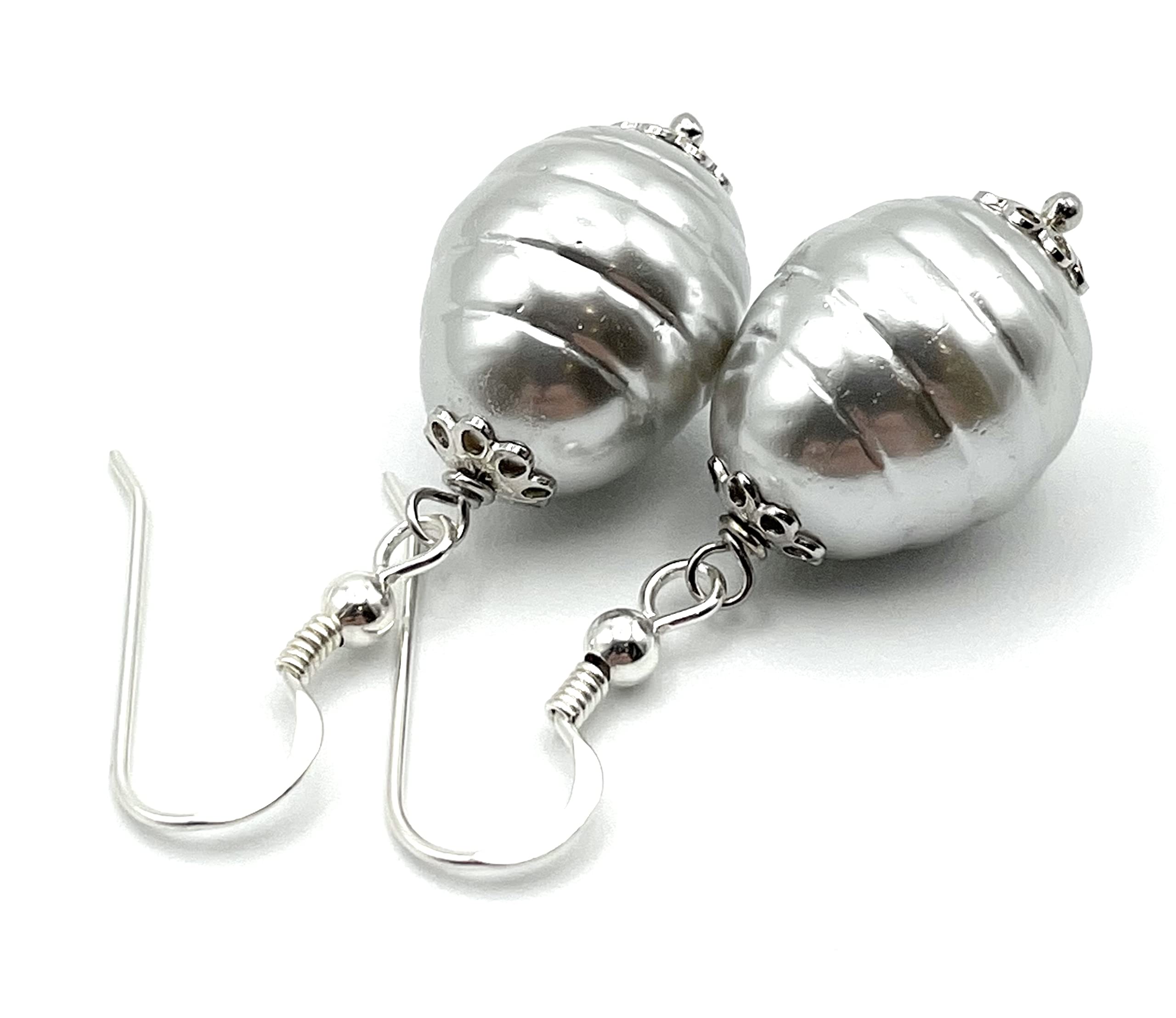 Orecchini con Perle Grigie Barocche, Argento 925, Gioielli Moderni, Bijoux Artigianali, Regalo Festa della Mamma