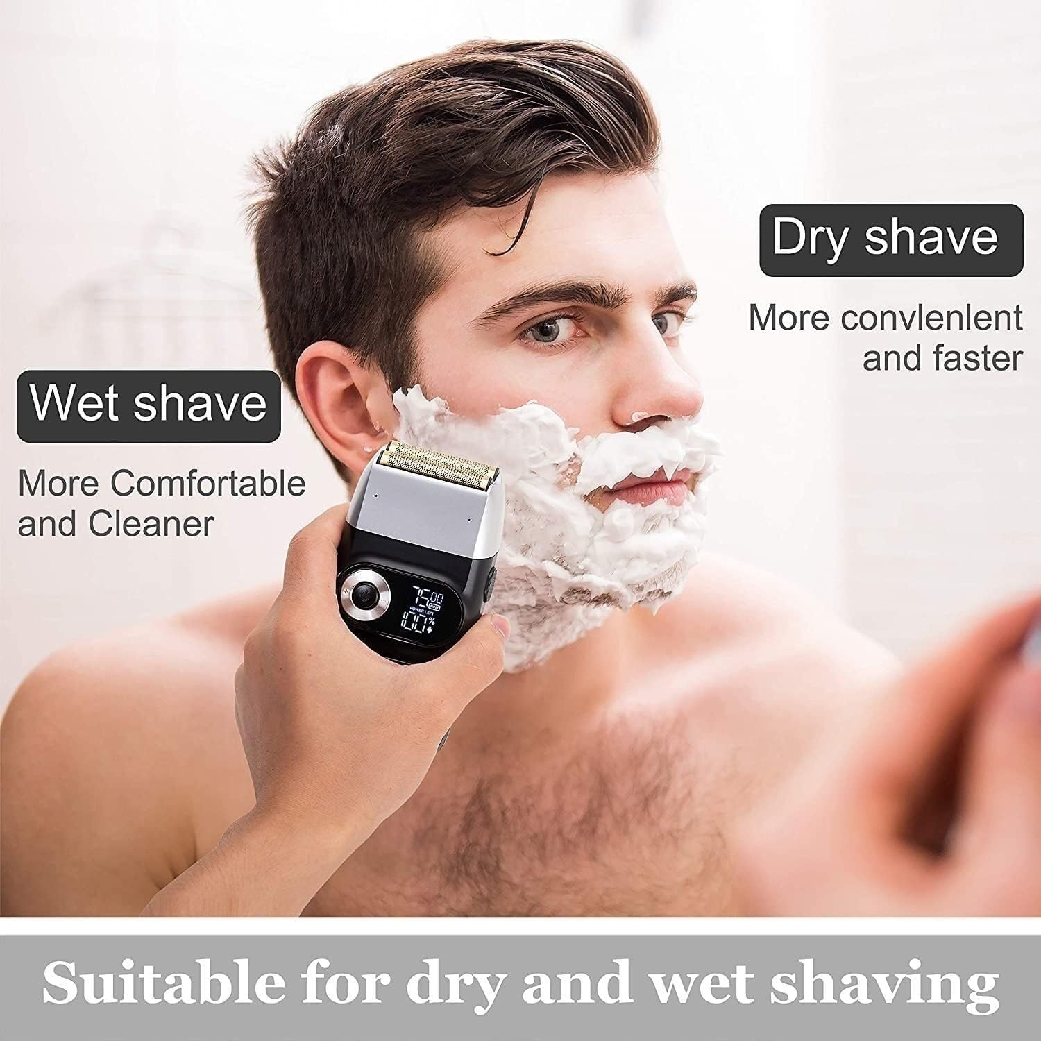 Rasoio Elettrico, Rasoio Elettrico Ricaricabile for Uomo, Rasoio for Barba, for Testa Calva, sfumatura, Macchina for la rasatura, Strumenti di Finitura