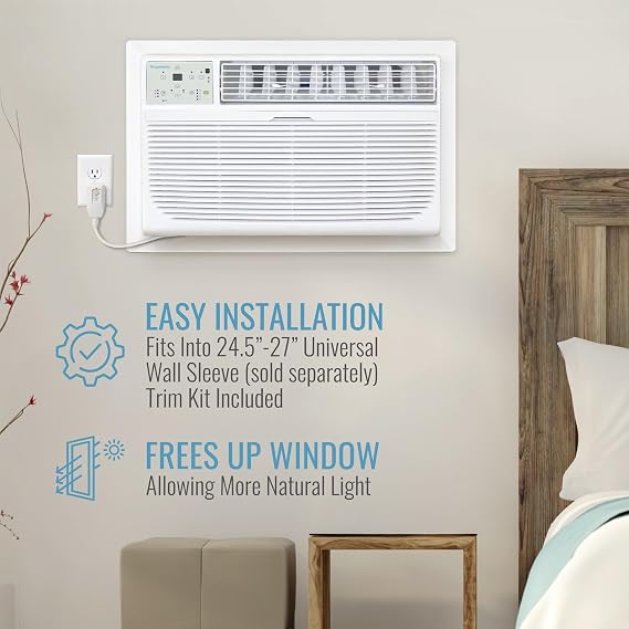 Keystone 10,000 BTU Through the Wall Air Conditioner and Dehumidifier, 115V, Through the Wall AC Unit for Bedroom, Bathroom, Nursery, Small-Medium Sized Rooms up to 450 Sq.Ft., Quiet, High Efficiency