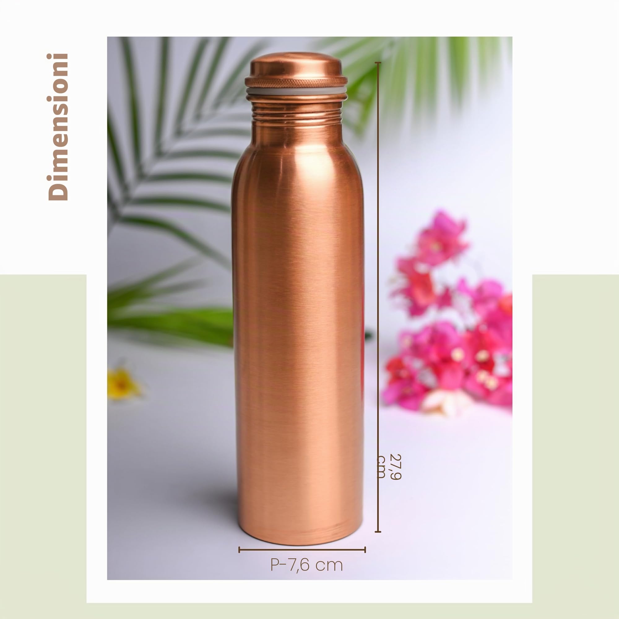 RAJRANG Borraccia in rame puro, 963,9 g, a prova di perdite, design ayurvedico, brocca per fitness, sport, yoga, 1000 ml