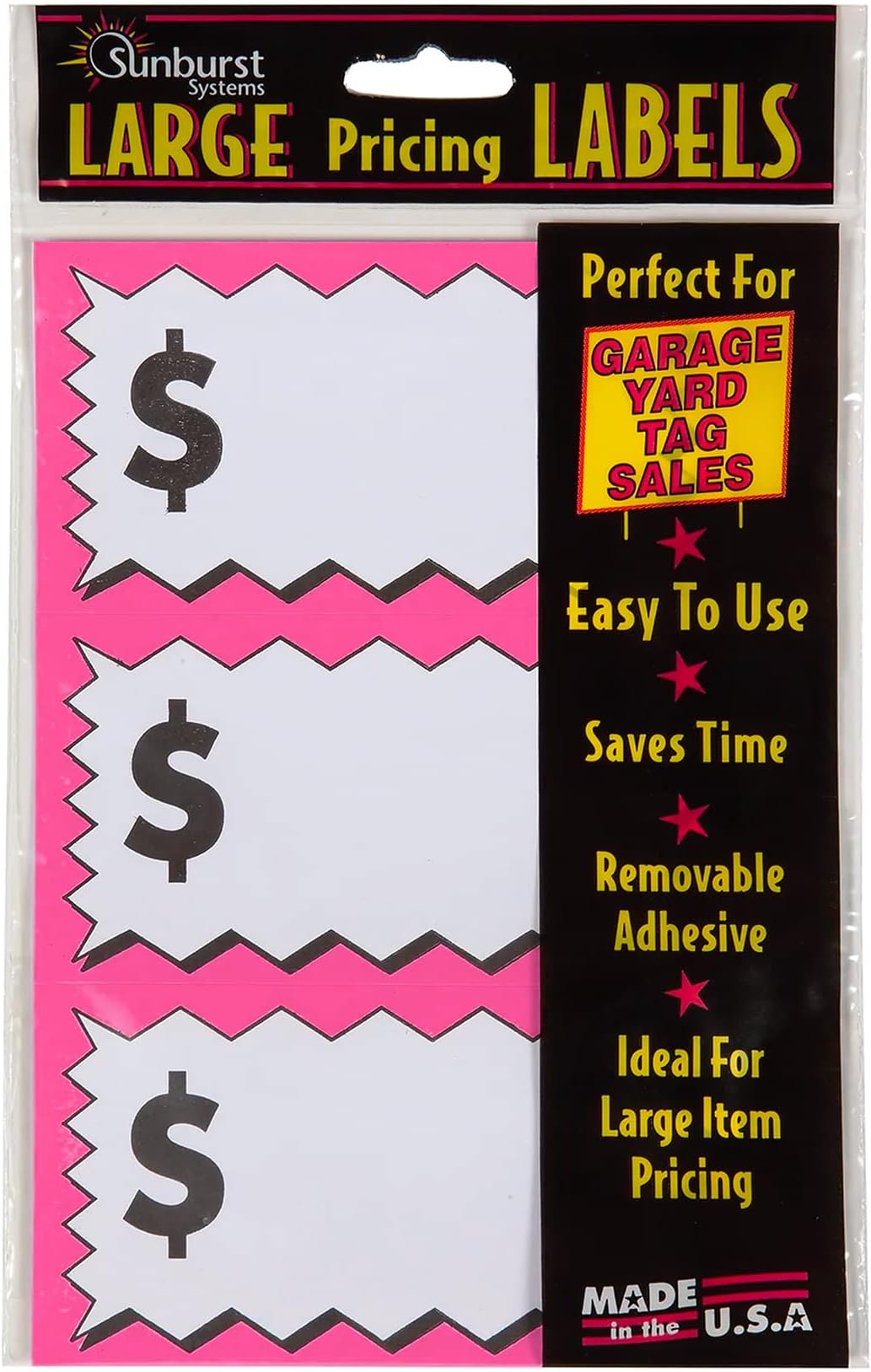 Sunburst SystemsSunburst Systems 7072 Large Item Pricing Labels, Pink, 75 Count, with Space to Write Pricing