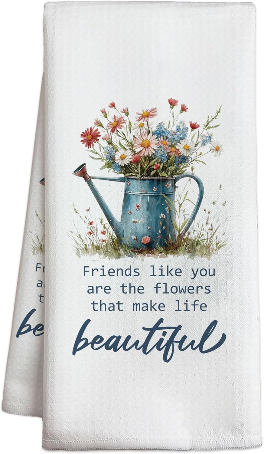 Friendship Kitchen Hand Towel, 16 x 24 Inch Flowers Waffle Weave Dishcloth, Absorbent Quick Dry Tea Towel, Best Friendship Gifts for Friends, Kitchen Table Decoration-A07