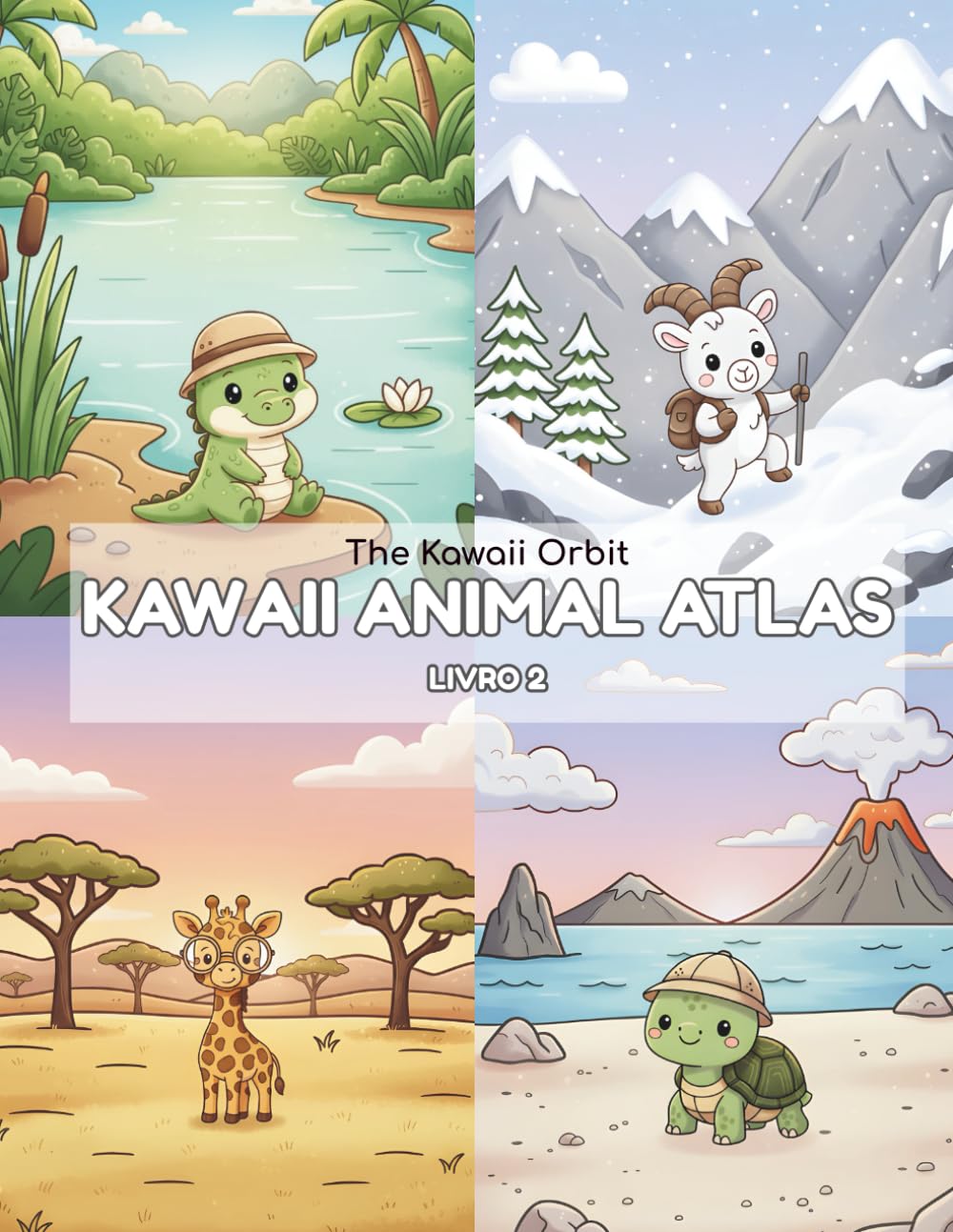 KAWAII ANIMAL ATLAS: LIVRO 1: Livro de Colorir com Novos Animais Kawaii, Curiosidades Culturais e Mapas Divertidos do Mundo (KAWAII ANIMAL ATLAS PORTUGUES)