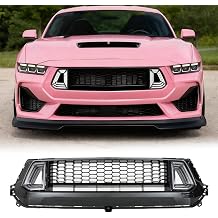 Front Bumper Grill With LED For Ford Mustang 2024-2025 GT Ecoboost S650 Gloss Black Intake Grille ReplaceNot Fit For Dark Horse version