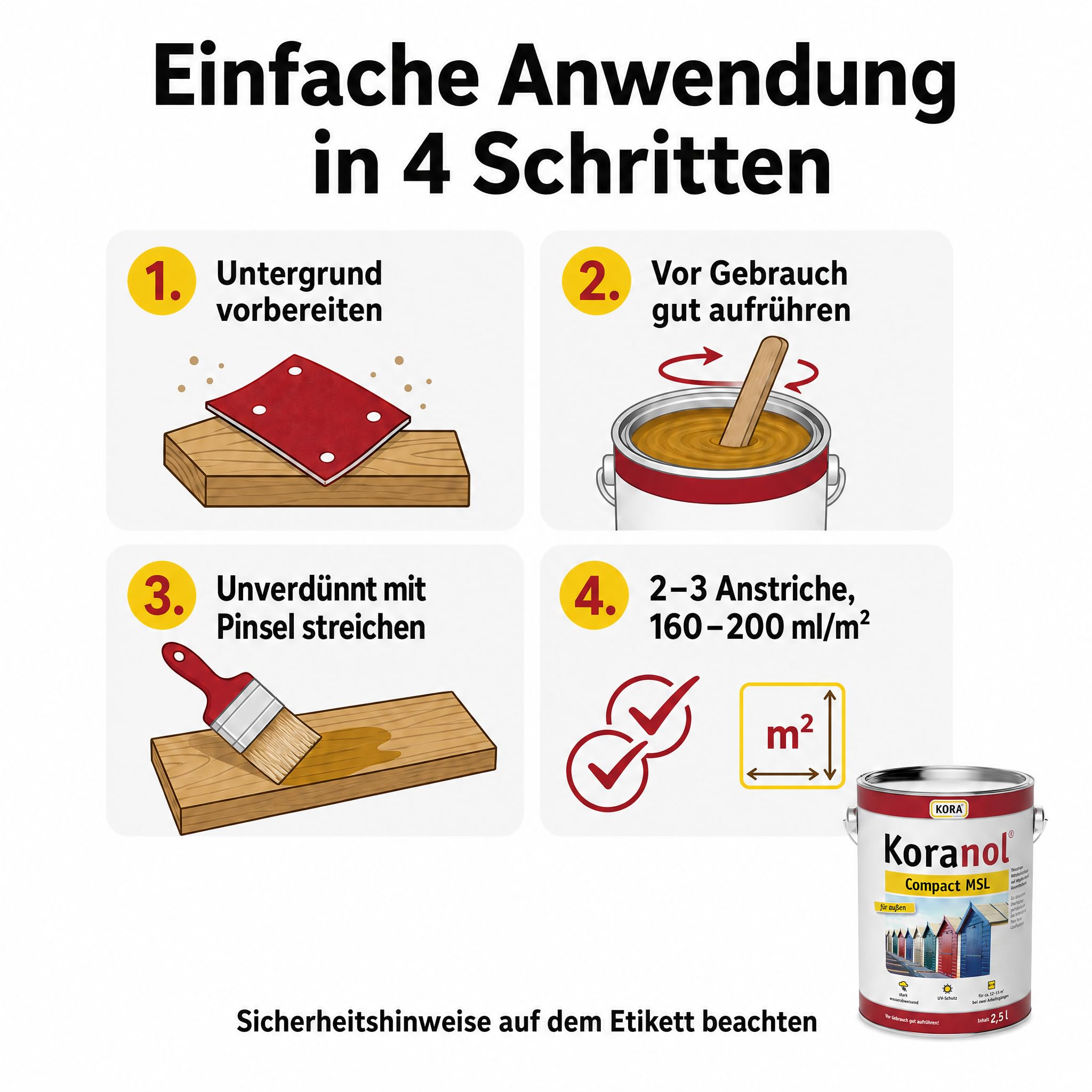KORA® Koranol® Compact MSL Mittelschichtlasur - Lasur für Holz außen z. B. Fenster, Türen & Holzhäuser - wetterfest, wasserabweisend, seidenglänzend (Eiche hell, 5 Liter)