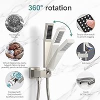 Vista 4 de SR SUN RISE Grifo para ducha - Sistema de ducha de lluvia de 16 pulgadas - Cuerpo de grifo de ducha de metal completo - Níquel cepillado