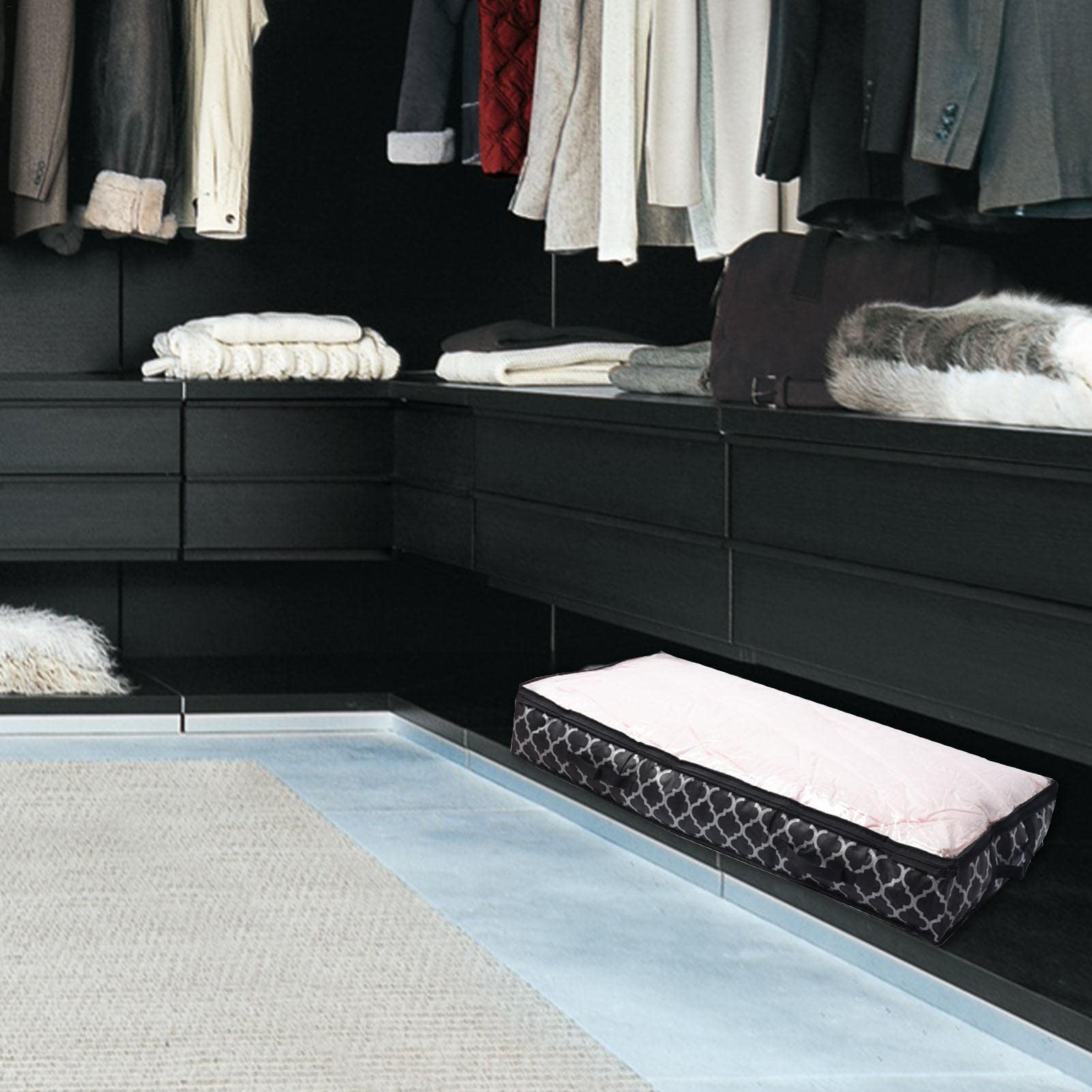 Kleding Opbergzakken 2 Stuks Thuis Dekbed Opbergtas Onderbed Opbergzakken Wasbare Oxford Doek Reis Verhuistassen Garderobe Organizer(Size:Klein,Color:Beige