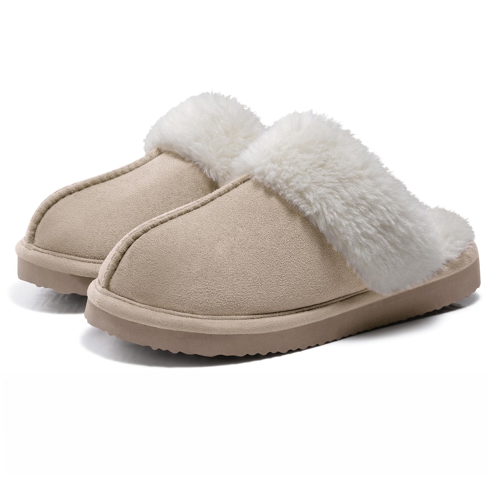 Litfun Fuzzy Memory Foam Slippers for Women Indoor Outdoor House Shoes
