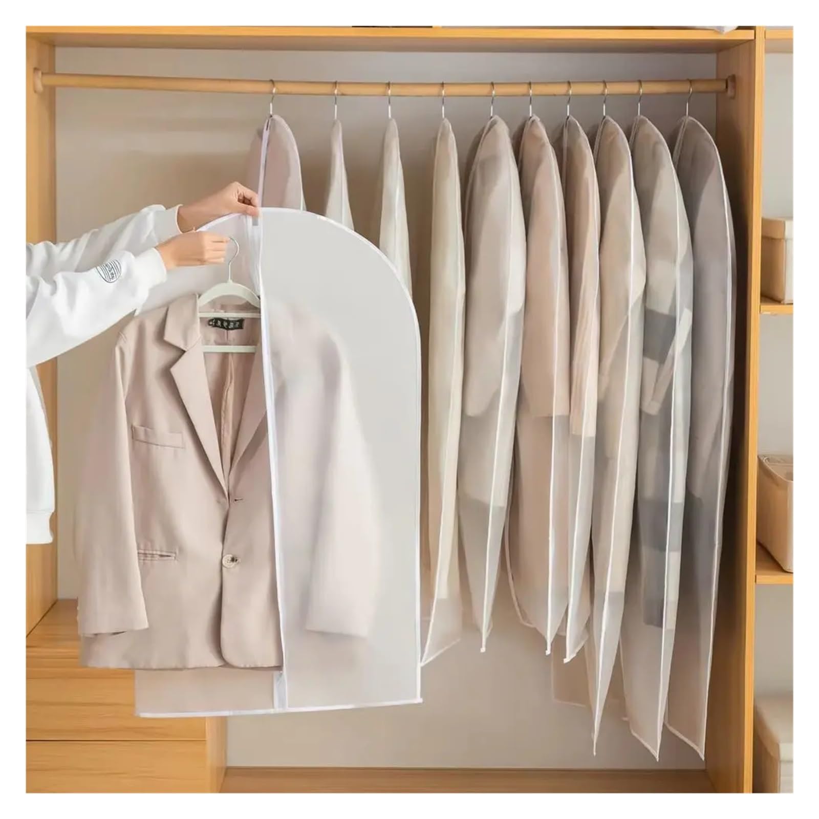 fundas para ropa 10pcs Dress Bags For Long Gowns, Waterproof Clear Garment For Tuxedos Wedding Dresses, Anti Dust Clothes Coats Protector(10pc 60x80cm)