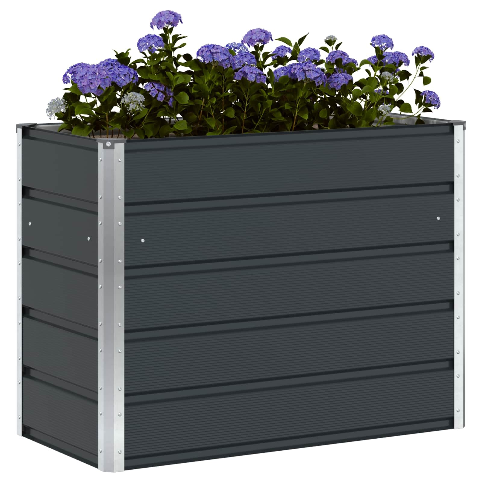 Verzinkter Stahl Pflanzkübel Anthrazit 100 x 50 x 75 cm, großer Pflanzkübel aus Stahl für Garten und Terrasse, moderner industrieller Look, einfache Montage mit Schraubendreher