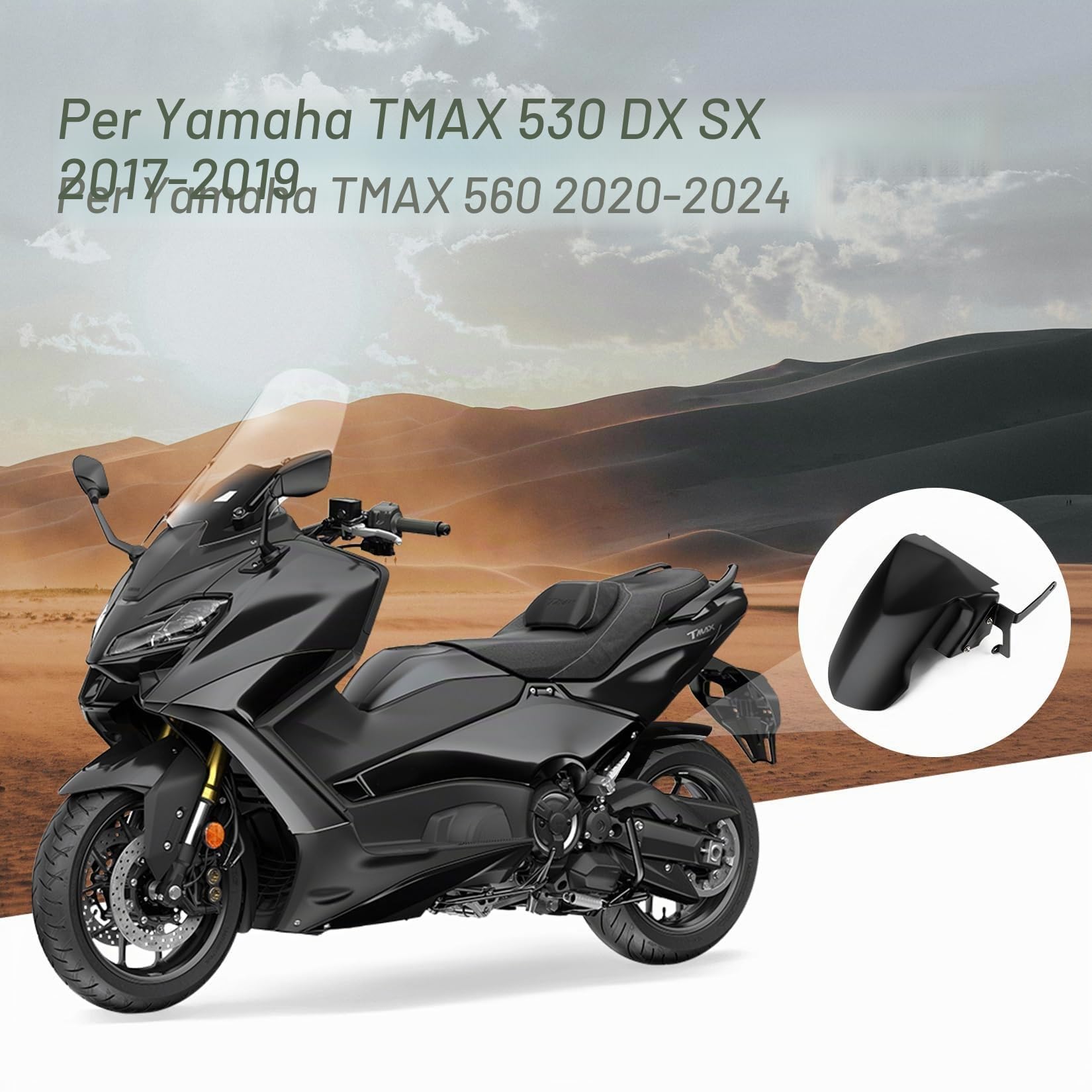PSLER Parafango Posteriore Moto per Tmax 530 DX SX 2017-2019 TMAX 560 2020-2024 Paraspruzzi per Pneumatici della Ruota Posteriore Protezione della Copertura Accessori Moto Scooter(Nero Opaco)