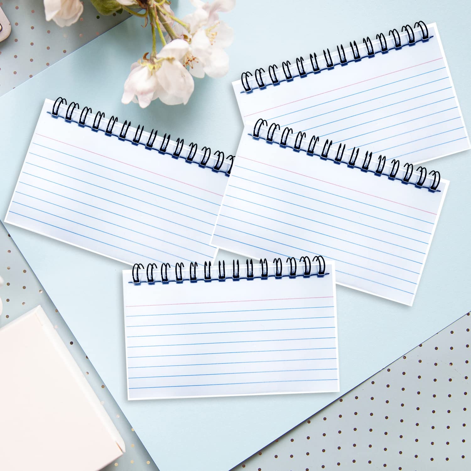 4 Pack Index Cards - 200 Lined Flash Cards for Office School, Memory, Sticky Note (White), 12.5 x 7.6 cm (5 x 3 inches) - Image 3