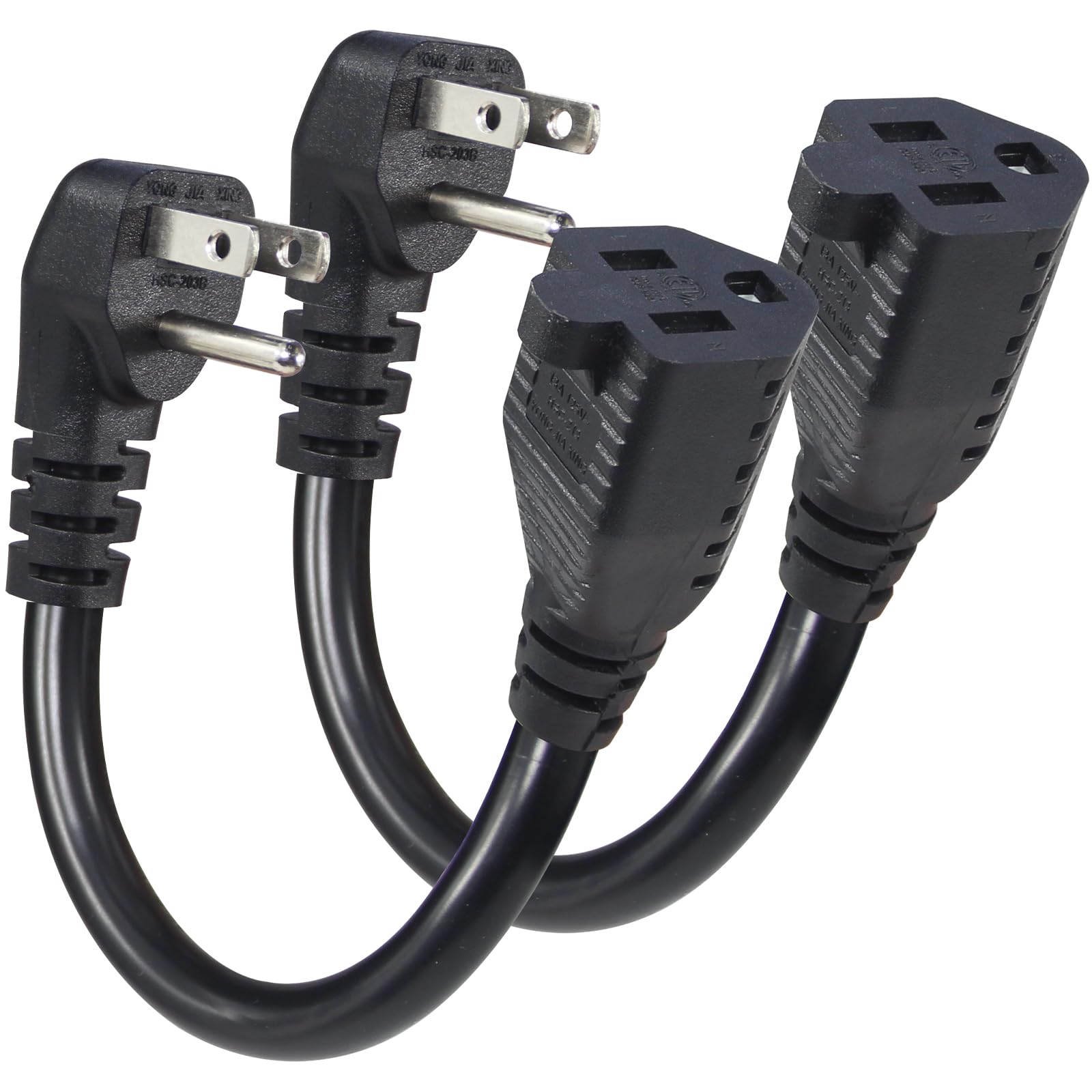 KUNCAN Short Power Extension Cord - Low Profile Wall Head 6 Inch