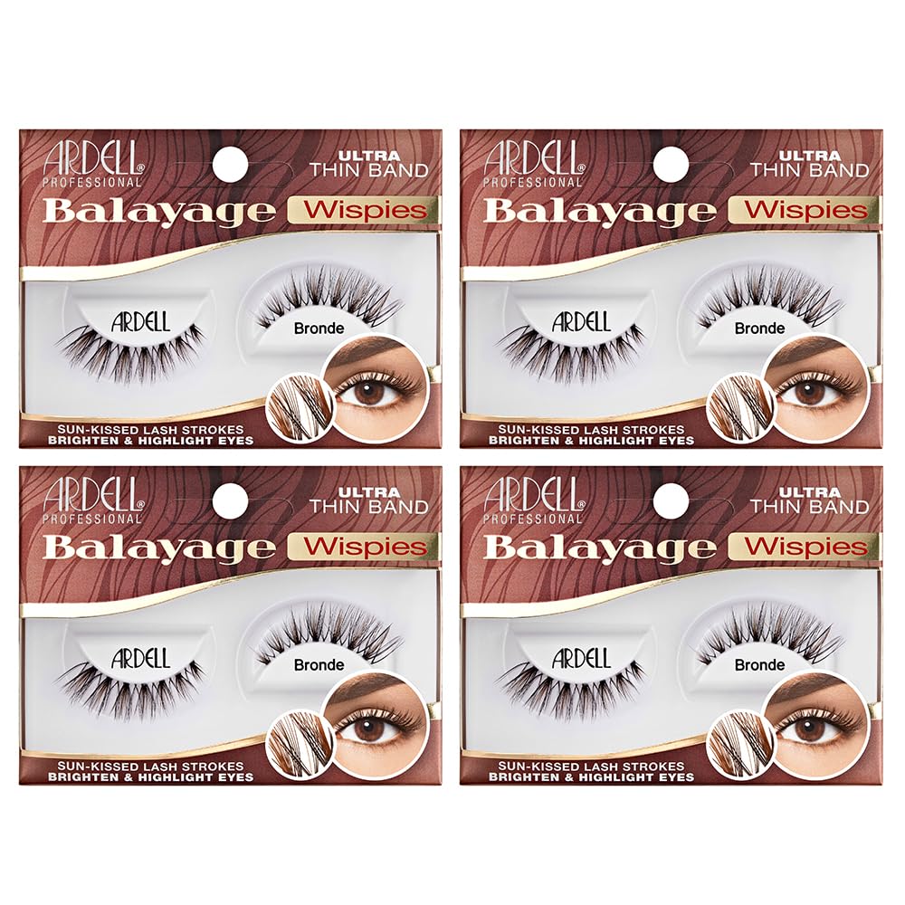 Ardell Balayage Wispy Lashes, False Eyelashes, Bronde - Easy Application Strip Lashes for Everyday Wear, Sun-Kissed Lash Strokes, 4 Pack