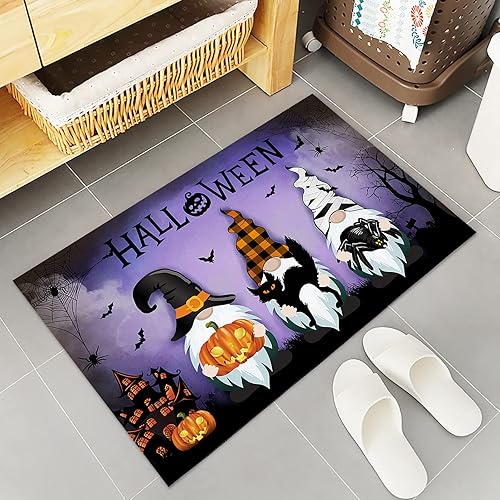 Miniatura 52 de Alfombras de cocina de Acción de Gracias, absorbentes, antideslizantes, para piso, diseño de hojas de otoño y calabaza, retro, alfombra y tapetes