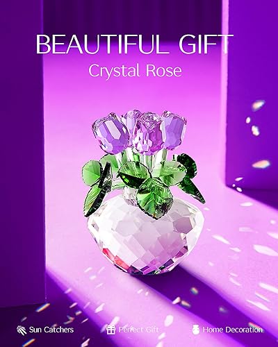 Miniatura 8 de DENIMOMO Figura de rosa de cristal adecuada para decoración de habitación flor de cristal para regalo de madre Navidad cumpleaños día de San Valentín