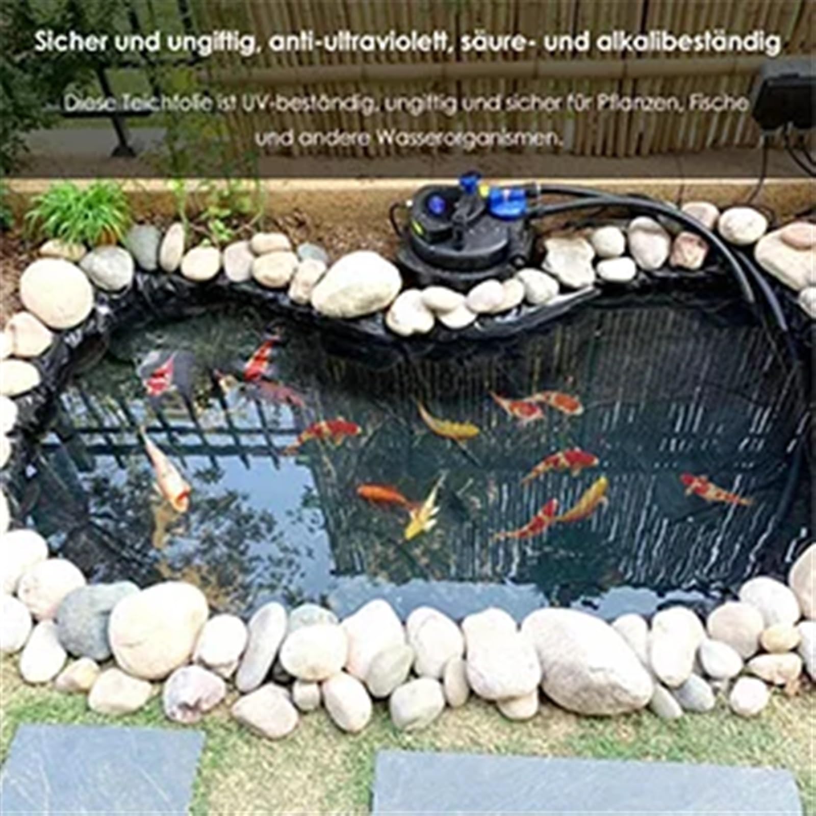 Liner para estanque de jardín Revestimiento for estanque de peces de 3x3 metros, tela impermeable for jardines, piscinas, membrana negra, fuentes de arroyos flexibles, revestimiento reforzado for pisc