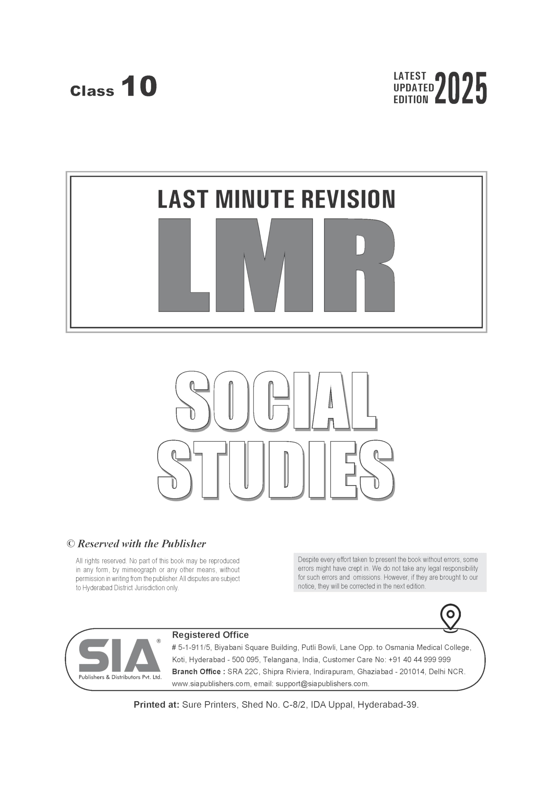 SIA's Class 10 LMR Social Studies Edition 5 Latest & Updated 2026 I Telangana State Syllabus 1