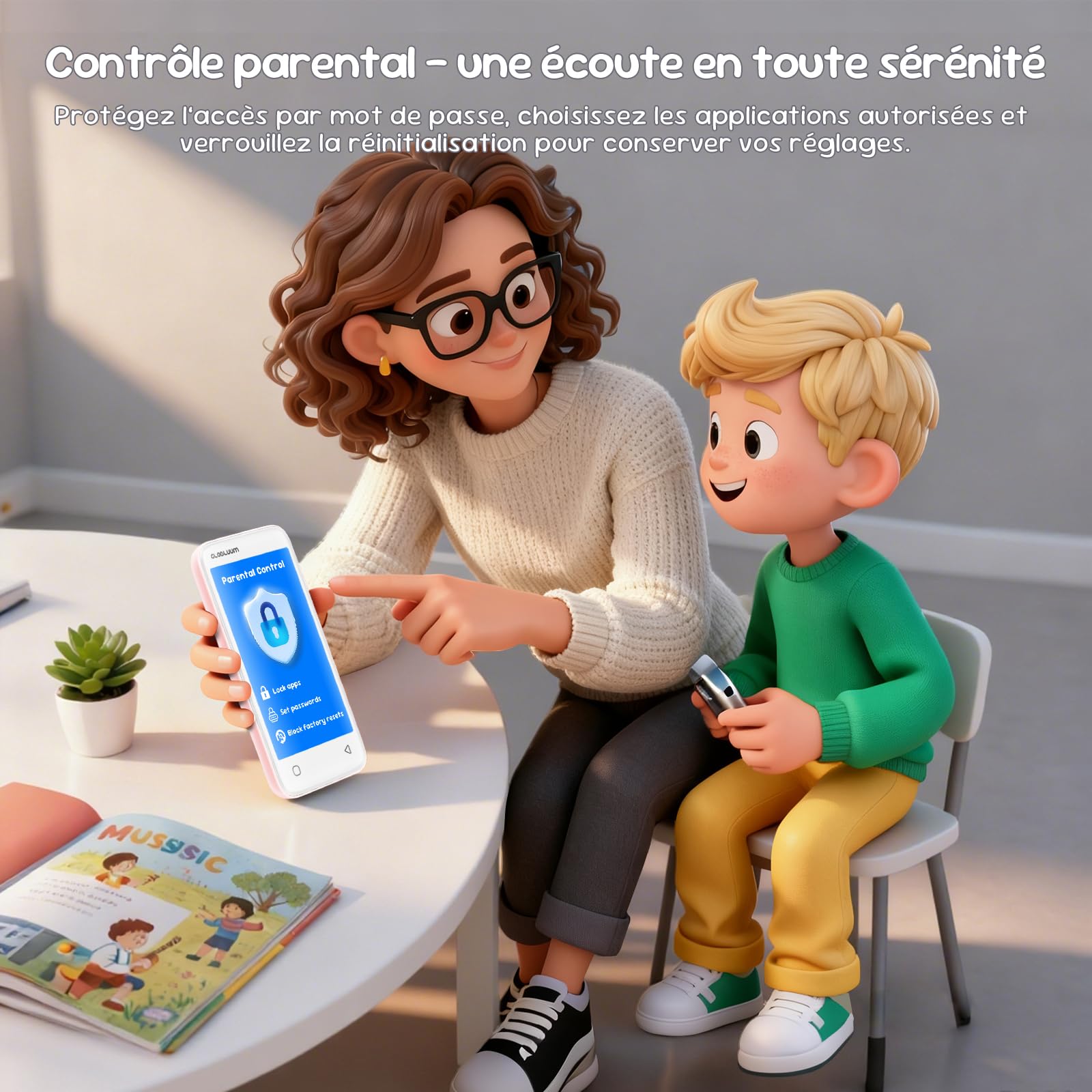 Lecteur MP3 pour Enfants avec contrôle Parental, accès à Spotify et Audible, 16 Go, Bluetooth et Wi-FI (Rose Cerisier)