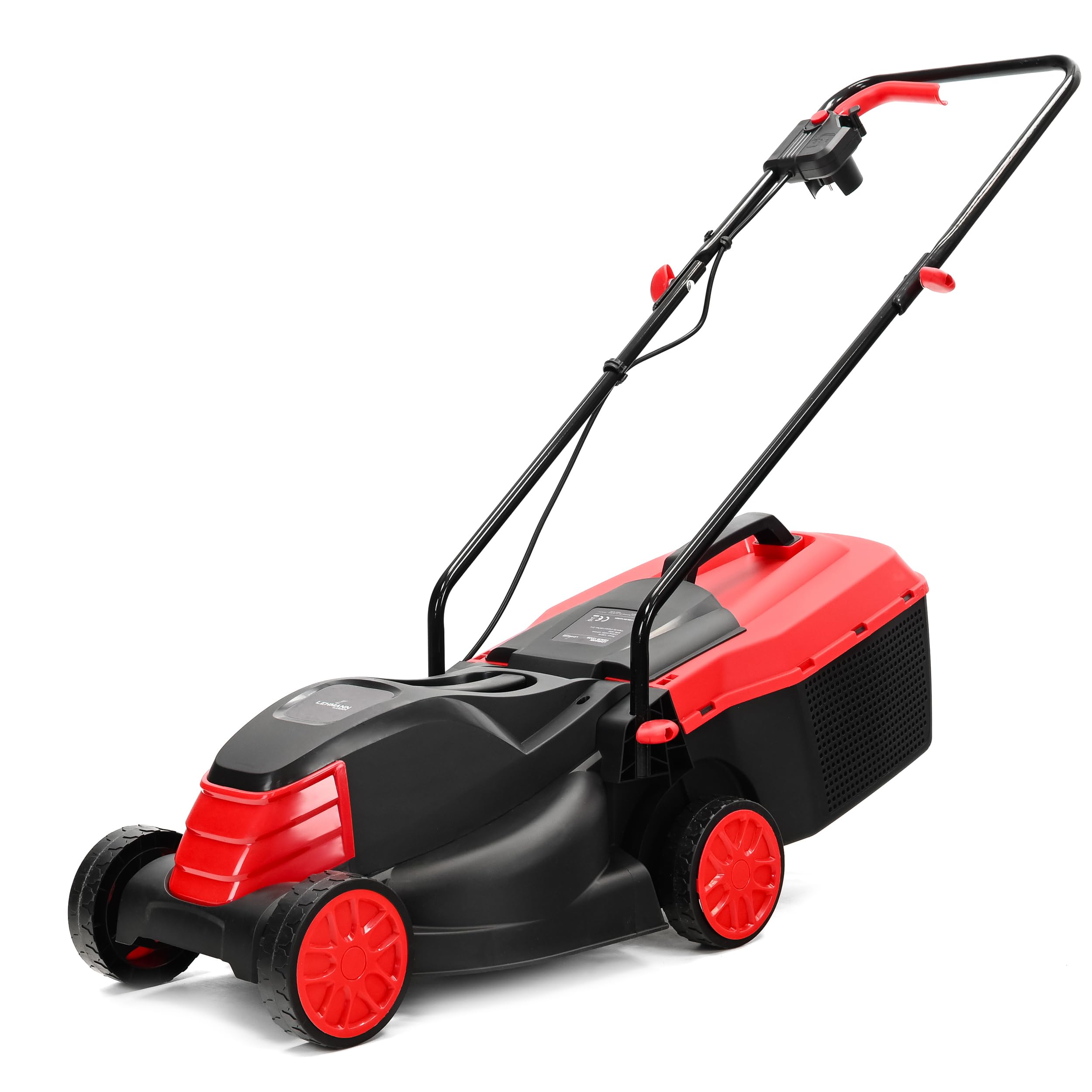 LEHMANN Tagliaerba Elettrico, 1200 W, Larghezza di Taglio 32 cm, Cesto Raccoglierba 25 L, Regolazione Altezza Taglio 3 Livelli 25–65 mm, per superfici fino a 500 m², 3450 giri/min