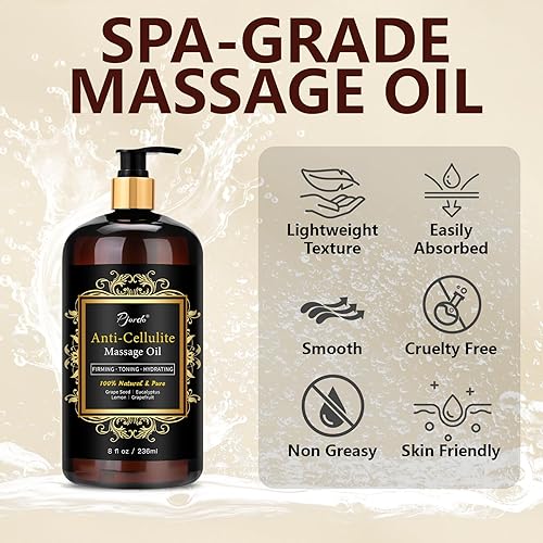 Miniatura 2 de Aceite de masaje anticelulítico para terapia de masaje, aceite reafirmante corporal 100% natural y puro para reducir la celulitis, reafirmar e