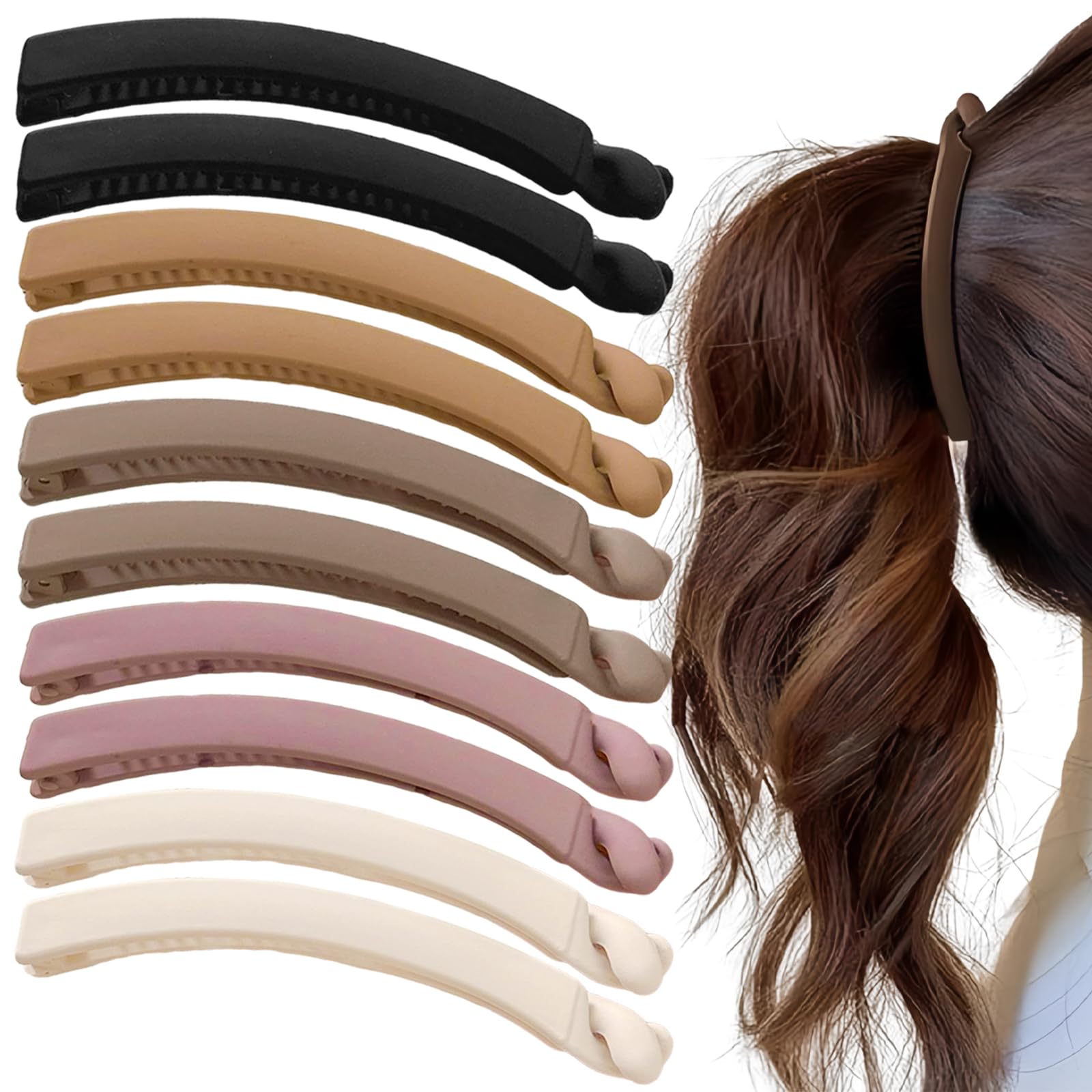 Muiltvoe 10 PCS Banana Hair Clips Strong Hold Clip French Accessories with Comb Teeth Lightweight Non Slip Hair Clip Ponytail Holder Accessories for Women and Girls for Thick Hair