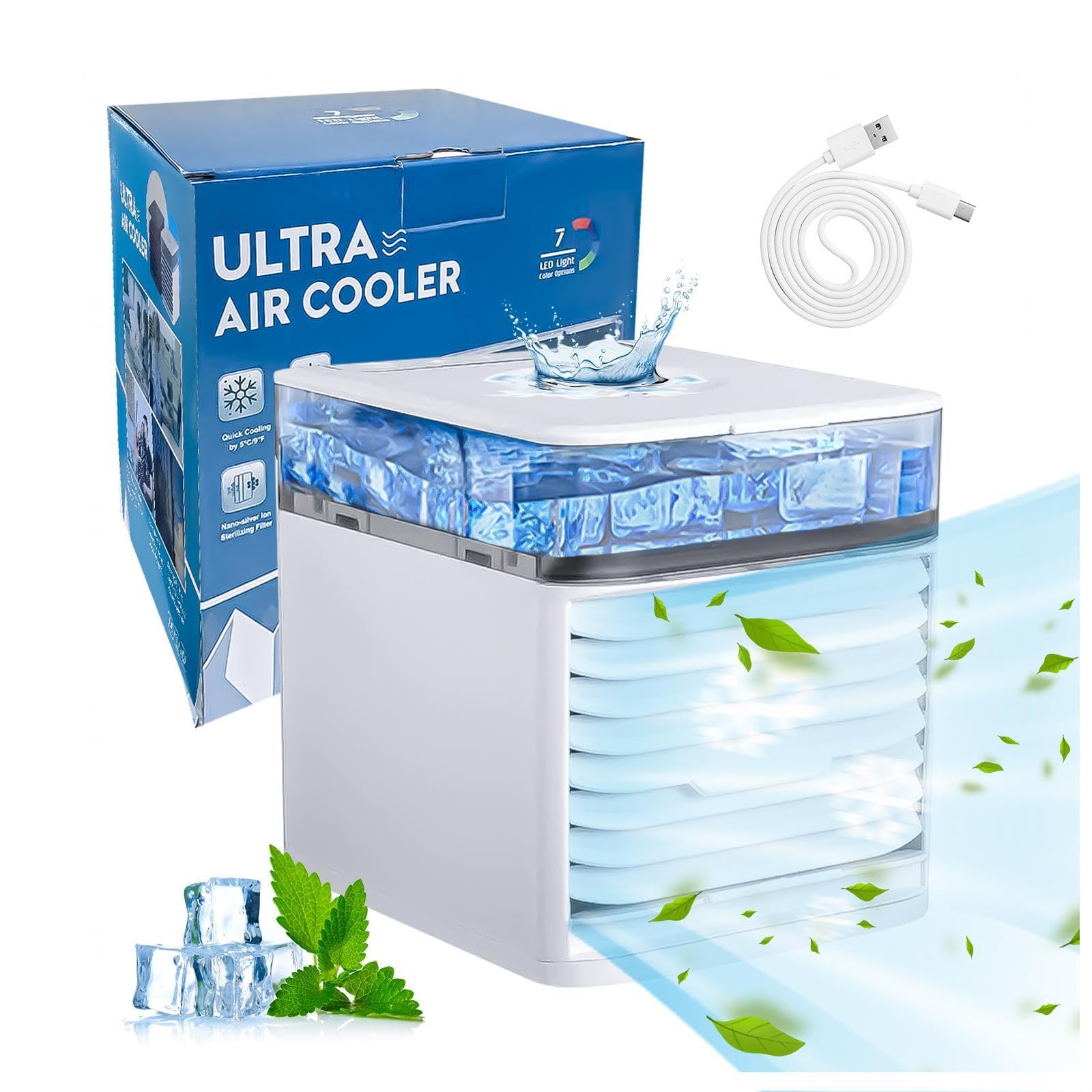 Nebulizador Portatil - Compacto Y PortáTil Air Conditioner Portable - Utilice Solo Agua Limpia Climatizador Enfriador - para RefrigeracióN Silenciosa De La Oficina En Casa