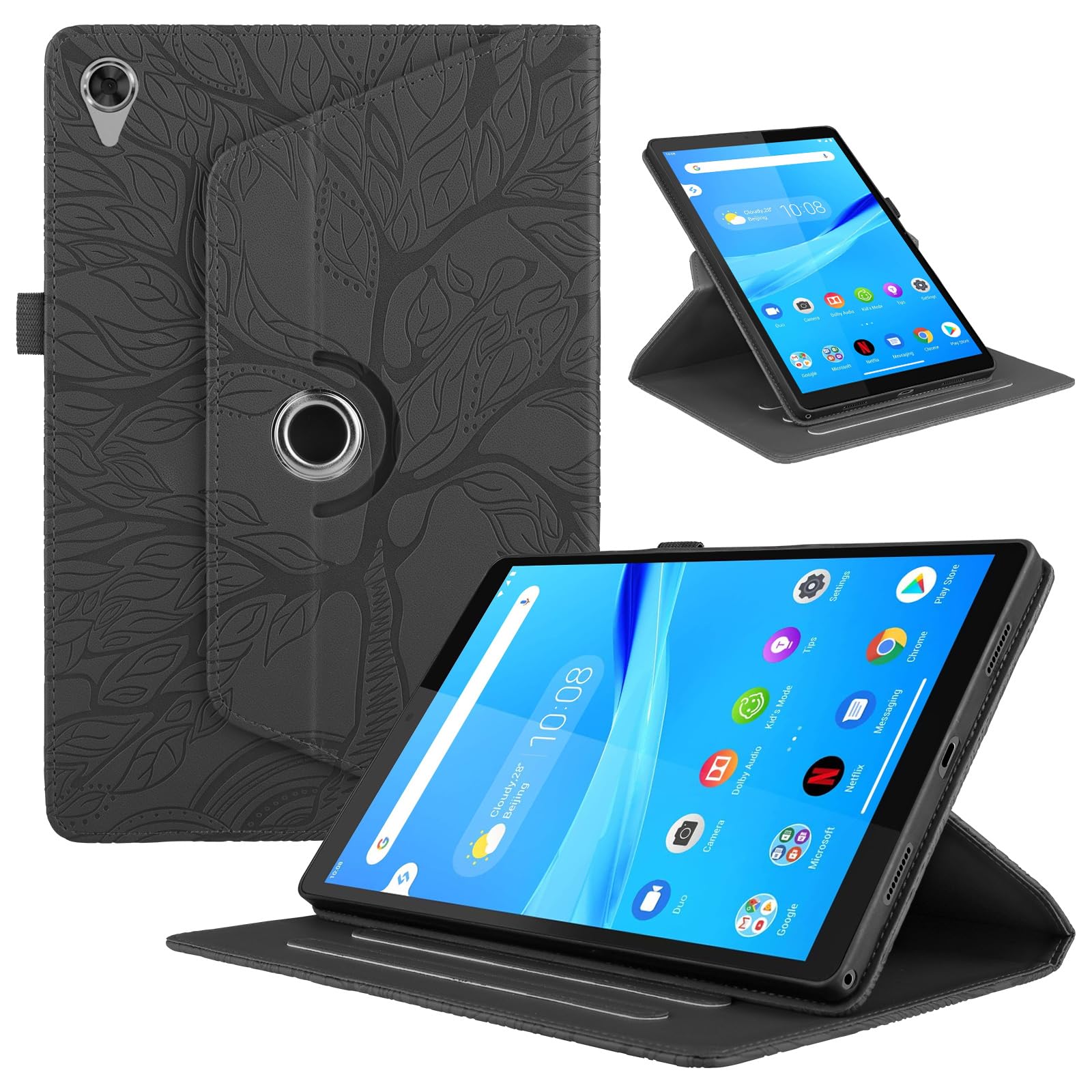 Funda para Samsung Galaxy Tab S9/ S8/ S7 11" (SM-X710/X700/T870) PU Cuero Tablets Protectora Cover 360°Carcasa Giratoria de ángulo Múltiple Stand Función Tablets Funda,Rojo Árboles — view 152