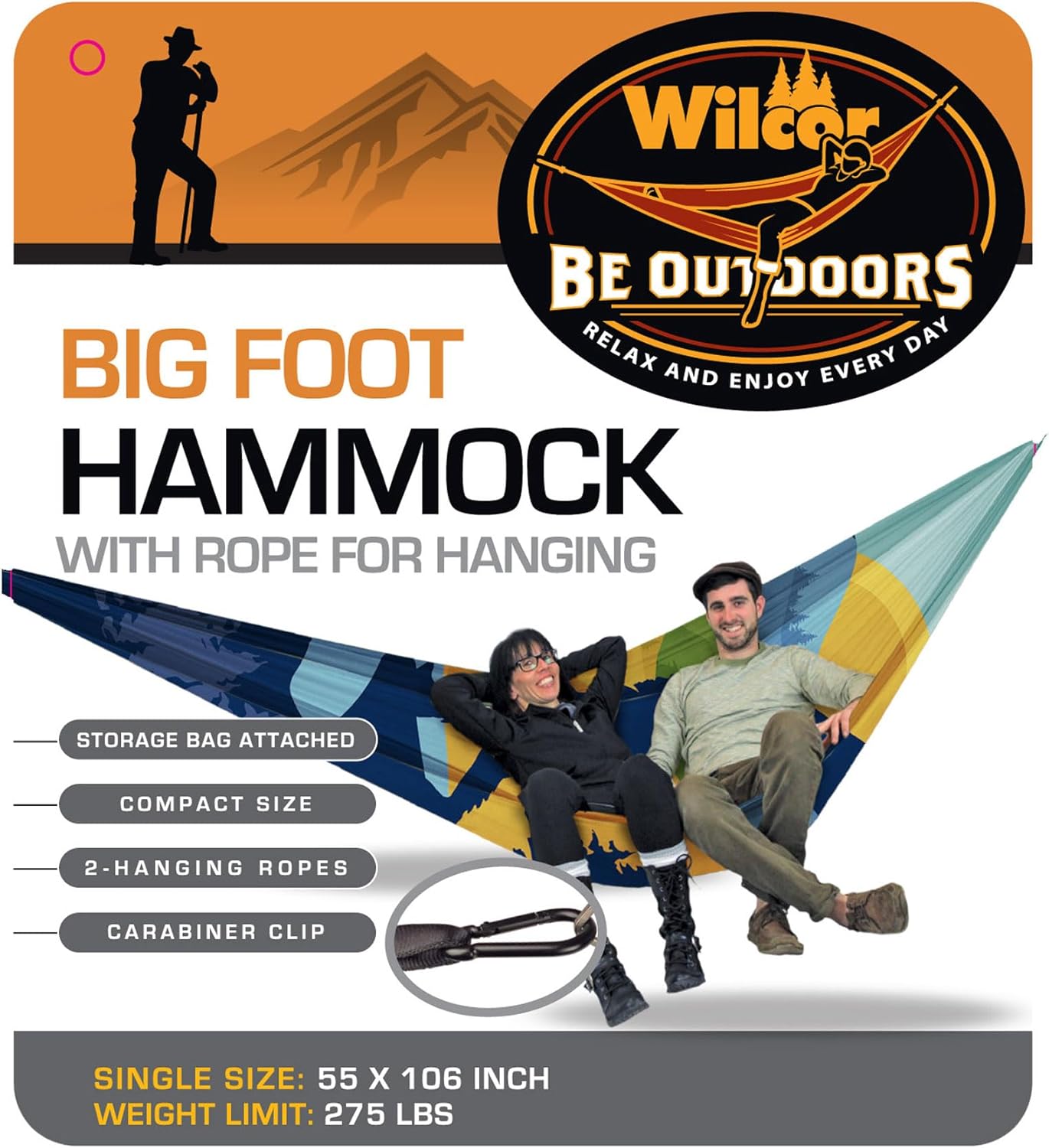 Bigfoot Scene Polyester Hammock 55"x106" with Storage Bag Compact Size Sasquatch 275 lb Limit