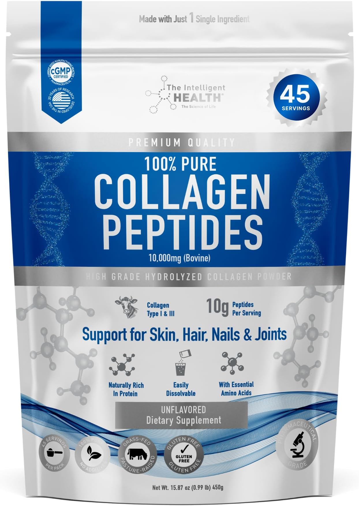 Amazon.com: Collagen Peptides Powder 20g with Hyaluronic Acid & Biotin ...