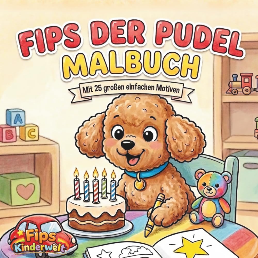 Fips der Pudel Malbuch: Ein liebevolles Malbuch für Kinder ab 3 Jahren mit 25 großen Motiven - Fördert Konzentration, Kreativität und Feinmotorik - ... für Kindergartenkinder (Fips Kinderwelt)