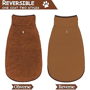 Malier Dog Winter Coat, Reversible Fleece Dog Cold Weather Coats, Windproof Warm Snow Puppy Jacket Vest Pet Clothes for Small Medium Large Dogs (Brown, X-Small)
