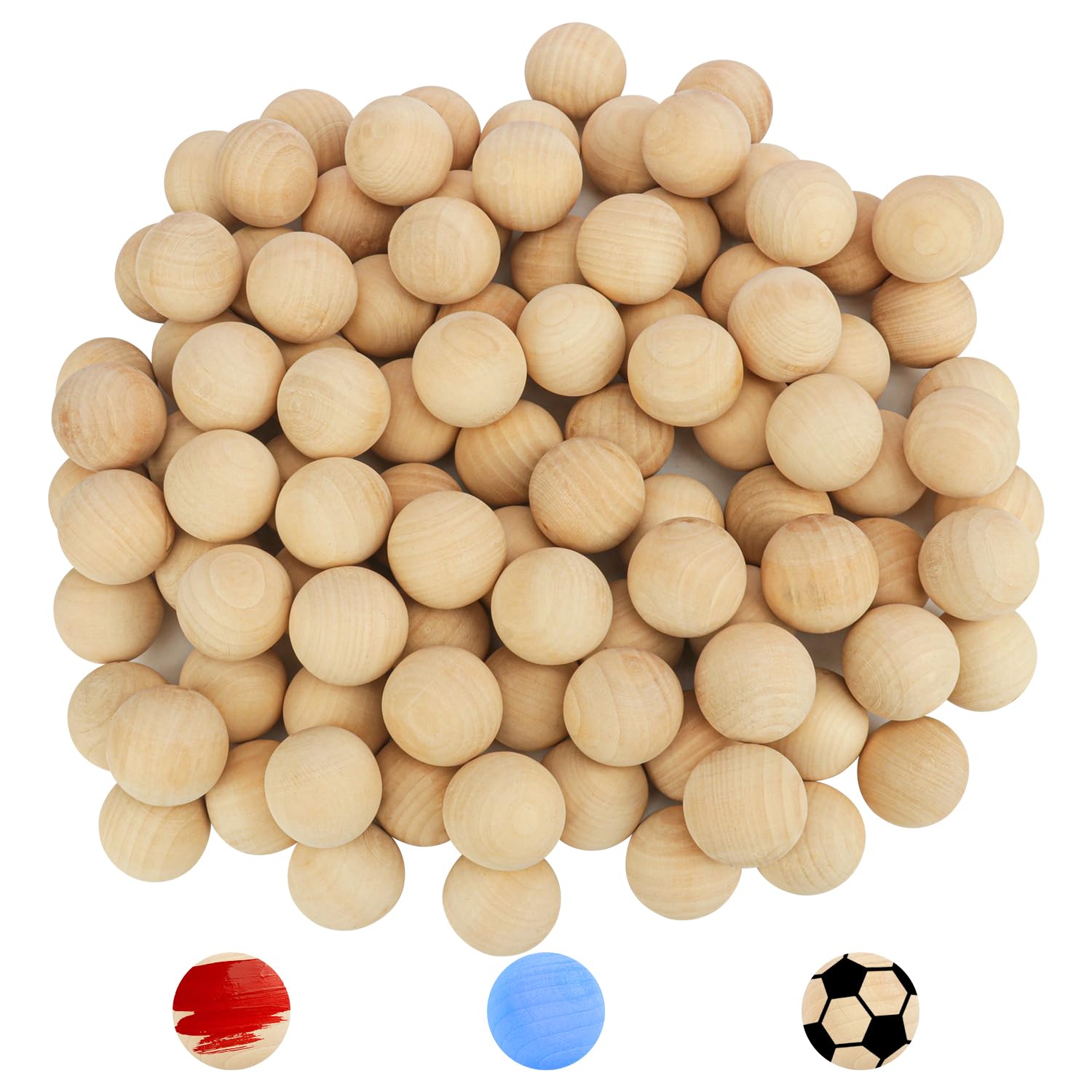 Yiksonyo 100 Pack 1.6 Inch Unfinished Hardwood Wooden Balls, 1.6 Inch Wooden Balls for Crafts, Perfect for DIY Projects and Artistic Creations