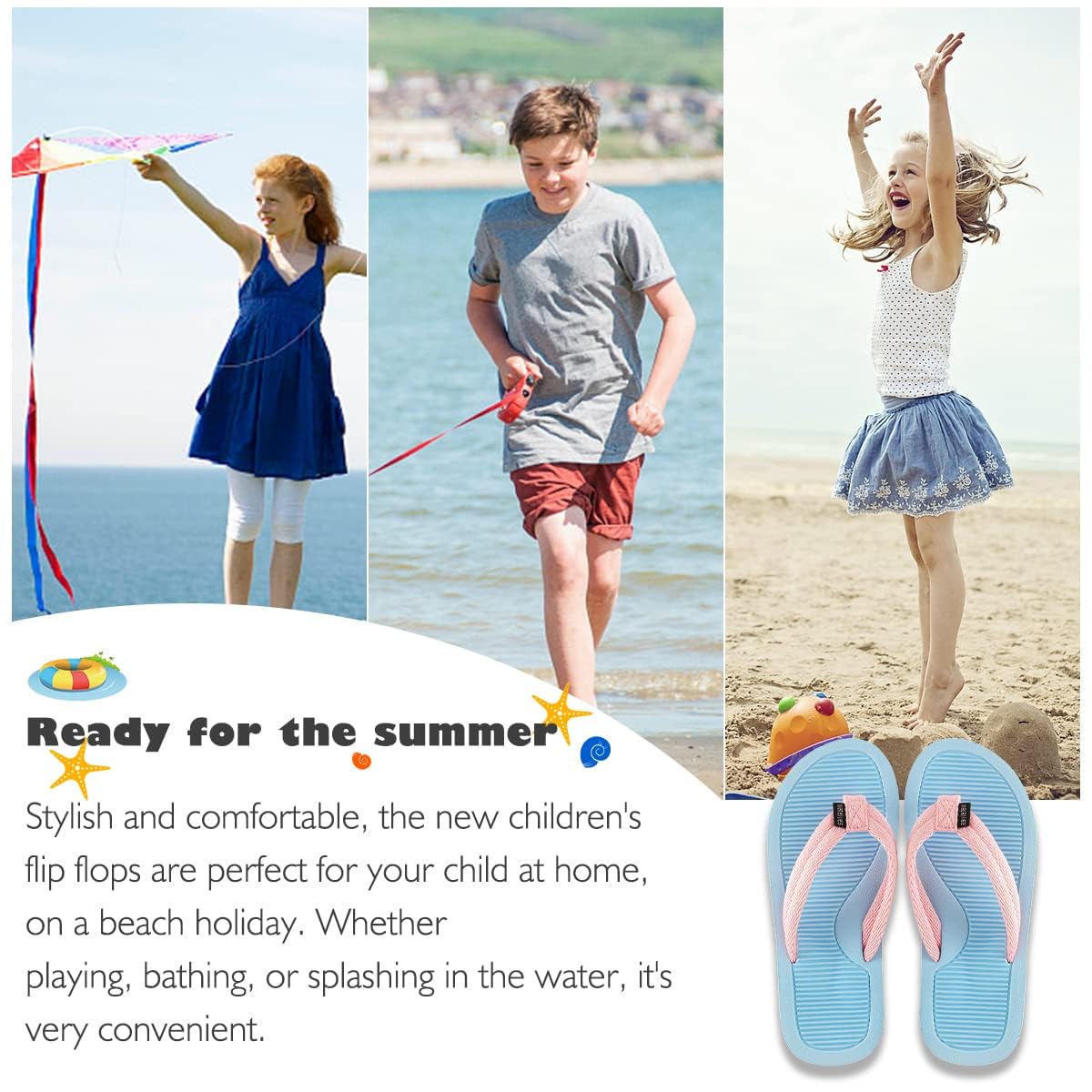 WateLves Flip Flops Kinder Zehentrenner Mädchen Jungen Badelatschen Sommer Strand und Pool Rutschfeste Zehensandalen