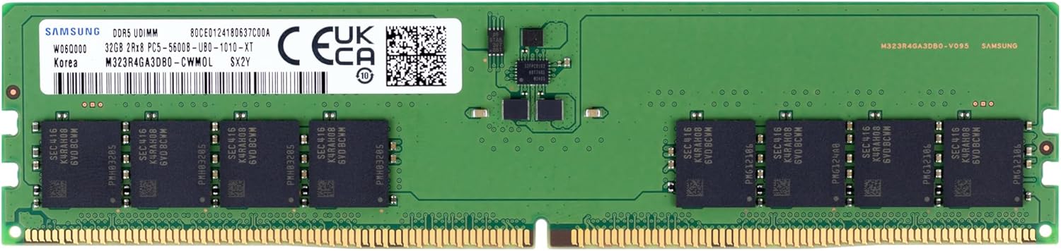 Samsung 32GB DDR5 5600MHz PC5-44800 CL46 UDIMM 2Rx8 Dual Rank 1.1V Non-ECC DIMM 288-Pin Desktop PC RAM Memory M323R4GA3DB0-CWM