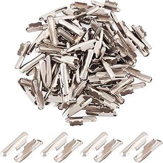 Craftdady 100Pcs Iron Barbs for Elastic Cord 3.2x1.6mm Platinum Half Cover Cord Lock Ends Metal Barbs Elastic Barbed Cord Fastener Stopper Clip Crimp End Caps for Binding Webbing Sewing Crafts