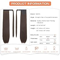 Vista 9 de SEIKEA Extensión de cola de caballo larga recta envolvente con clip, extensiones de cabello sintético suave natural para mujer, 35 pulgadas, marrón