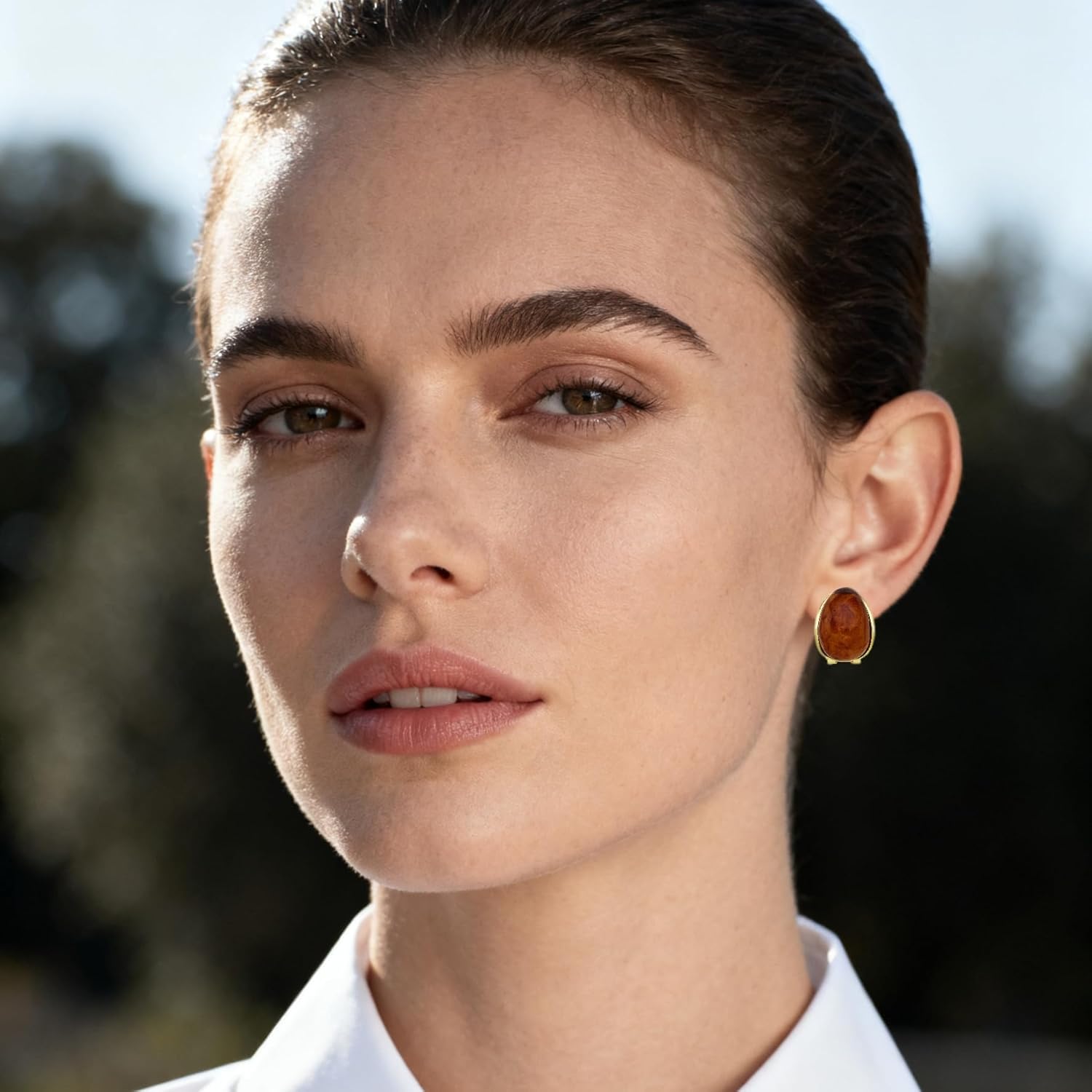 Irregular Amber Earrings for Women Geometric Brown Earrings Gold Statement Earring Asymmetric Crystal Earrings Trendy Vintage Jewelry - Image 4