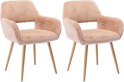 Miniatura 10 de Silla de comedor de piel sintética para oficina en casa, silla de tocador de maquillaje esponjosa, cómoda silla de acento con patas de metal de