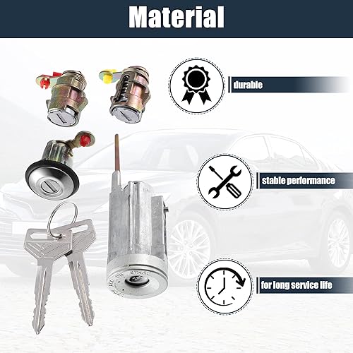 Miniatura 4 de X AUTOHAUX 1 juego de cilindro de bloqueo de interruptor de encendido con llave para Toyota Corolla 1987 1988 1989 1990 1991 1992 Reemplazo