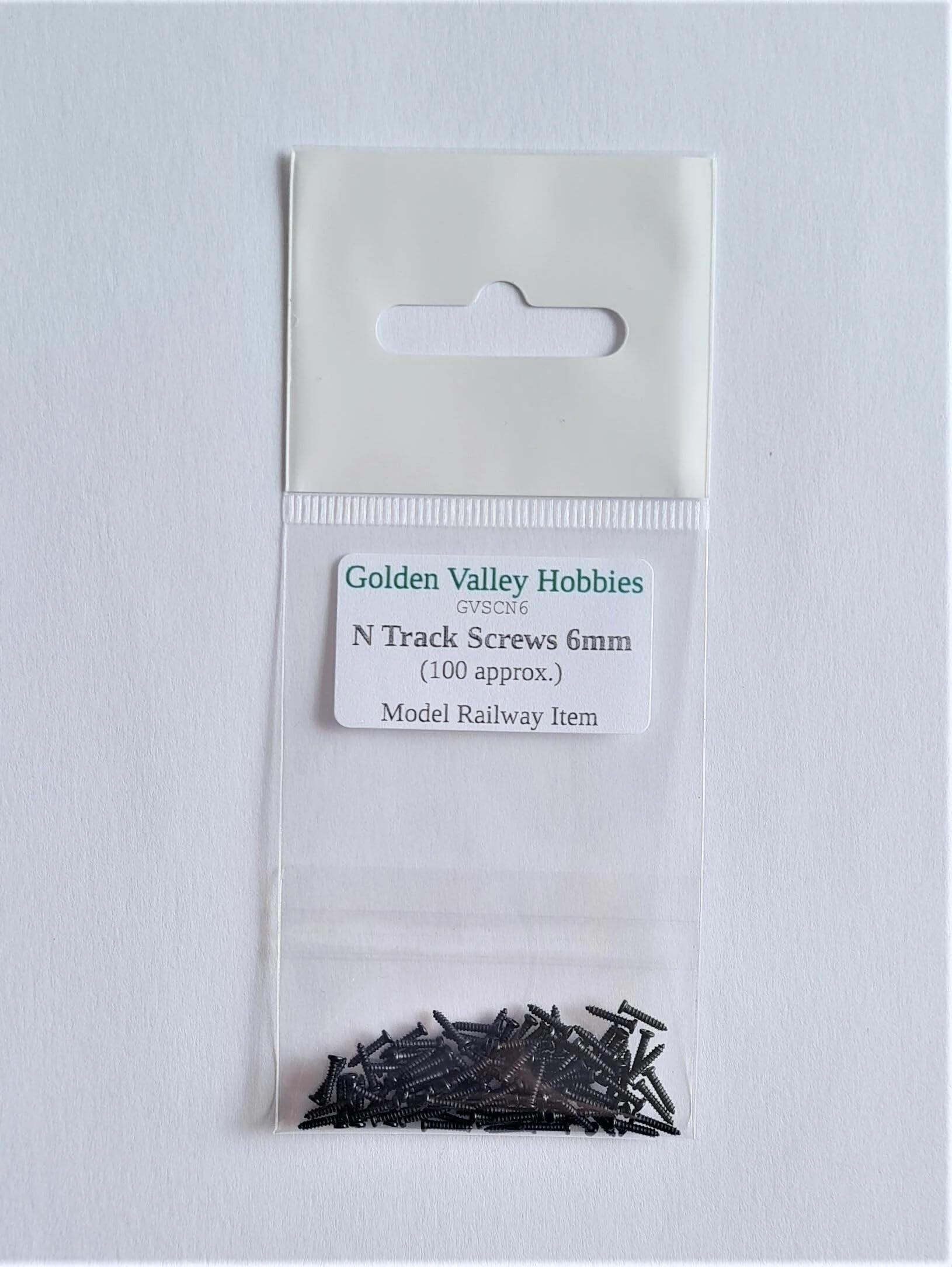 Golden Valley Hobbies Black Gvscn6 Track Screws N Gauge 6Mm Long (X100)