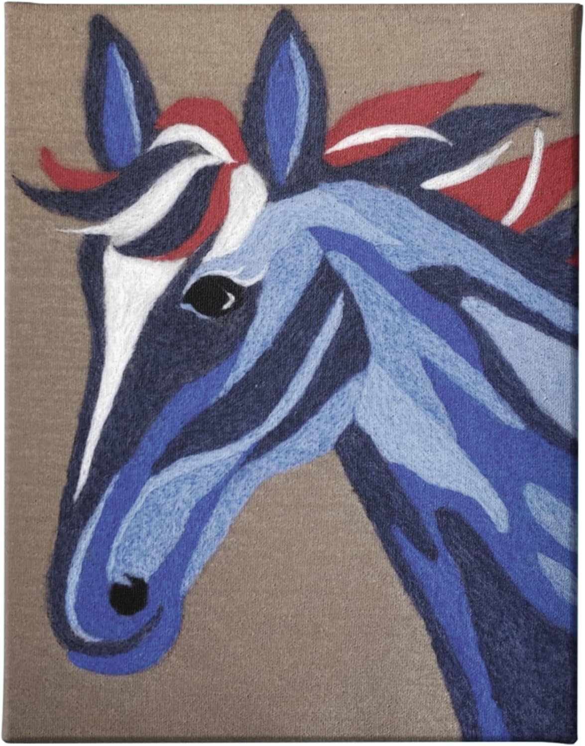 Horse NeedleFelting Kit Blue DIY Horse Canvas Needle