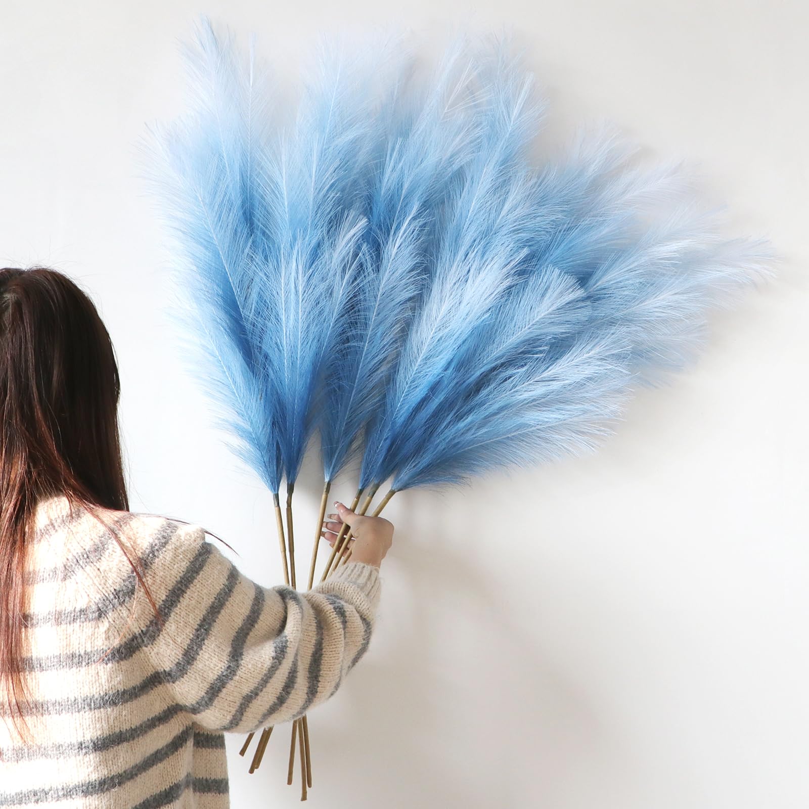 FuninCrea 6 Pz Erba Di Pampa Artificiale 17 Vaso Di Erba Pomposa Di Fiori Finti Filler Piume Di